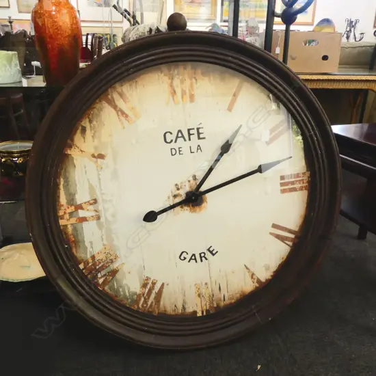 LG. MODERN DISTRESSED 'CAFE DE LA' CLOCK Dia.920mm