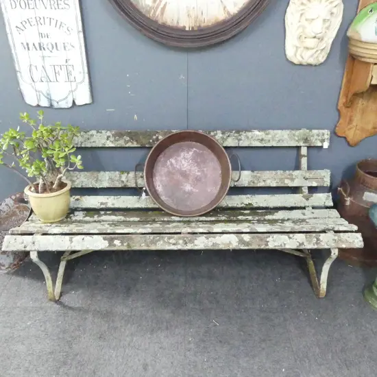 VINTAGE GARDEN BENCH w. LICHEN W.1700mm  Ex ‘THE CASTLE’ EPSOM