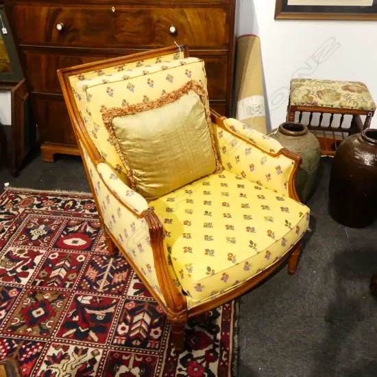 FRENCH BERGERE ARM CHAIR & CUSHION
