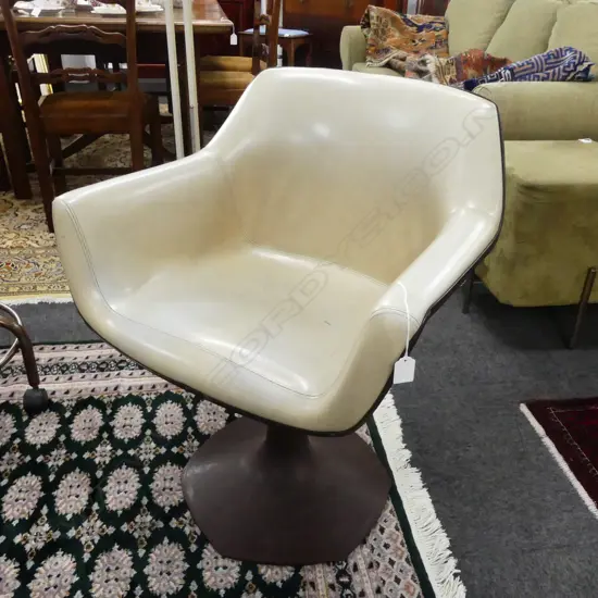 RETRO SEBEL 'HOBNOB' VINYL ARMCHAIR MADE IN AUSTRALIA - TEAR TO SEAT