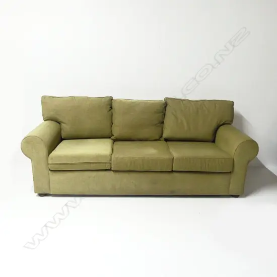 MODERN GREEN UPHOLSTERED THREE-SEATER COUCH