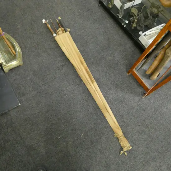 3 PC SPLIT CANE FISHING ROD w EXTRA SECTION in a CANVAS BAG 