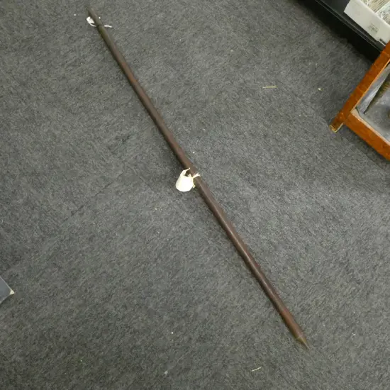 CARVED WOOD WALKING STICK; Afixed label 'custom name - a hu pu walking stick'. L.1100mm