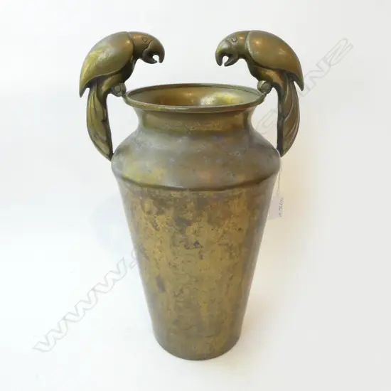 BRASS VASE w. PARROT HANDLES H.440mm
