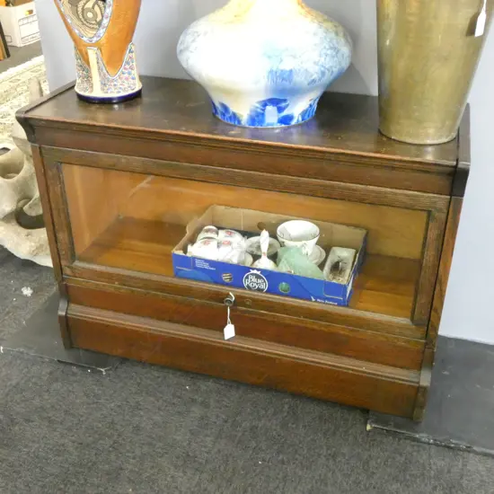 ANTIQUE GLAZED BOOKCASE W.870mm
