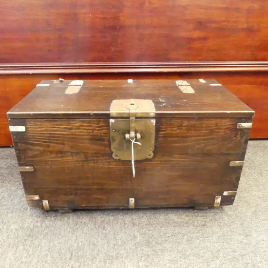 ORIENTAL LIDDED WOODEN CONTAINER W.580mm