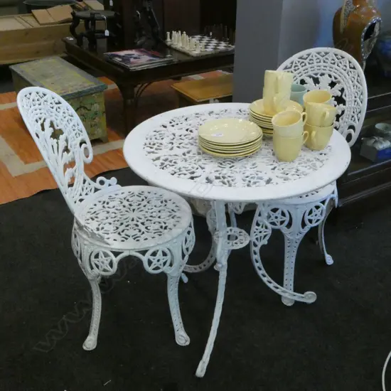 OUTDOOR GARDEN/PATIO SET; TABLE (Dia.655mm) & 2 CHAIRS