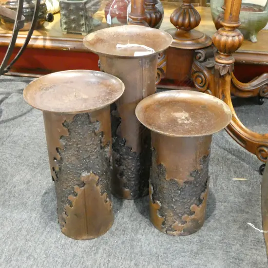 3 CAST IRON CANDLE STANDS H.365mm