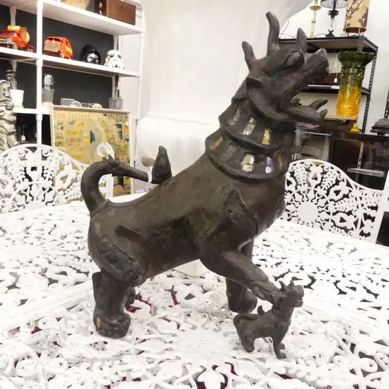ORIENTAL BRONZE TEMPLE DOG H.400mm
