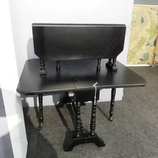 2 SMALL BLACK GATELEG DROP LEAF TABLES