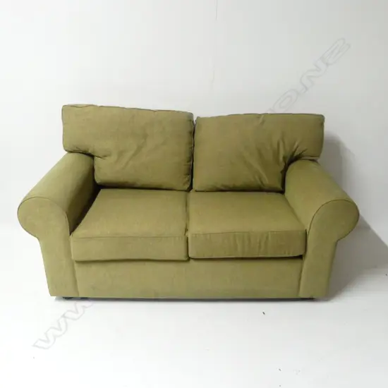 MODERN GREEN UPHOLSTERED TWO-SEATER COUCH