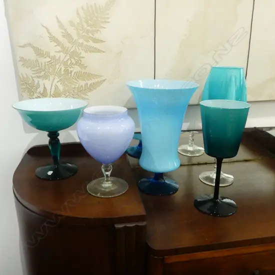 5 PCES BLUE MURANO GLASS H.380mm