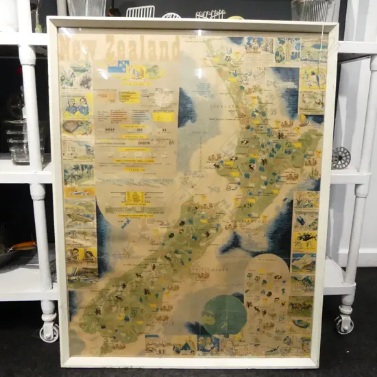 VINTAGE NZ EDUCATIONAL PRINT 940x725mm C.1950s