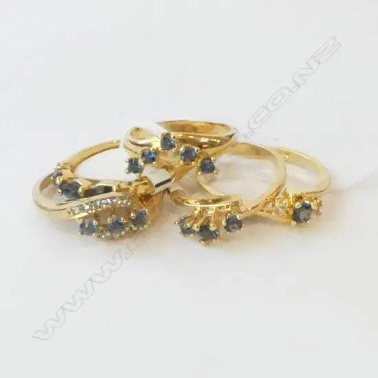 5 GOLD PLATE COSTUME RINGS