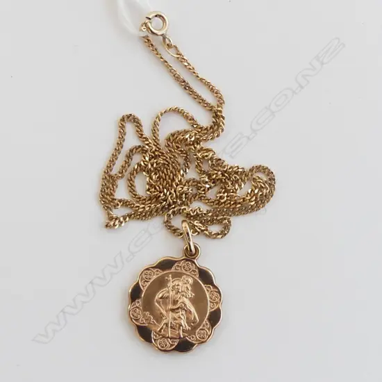9CT GOLD ST. CHRISTOPHER MEDAL AND CHAIN 4.50gms