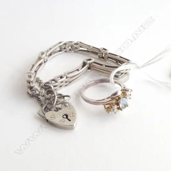 925 SILVER RING & BRACELET, 20.3grms
