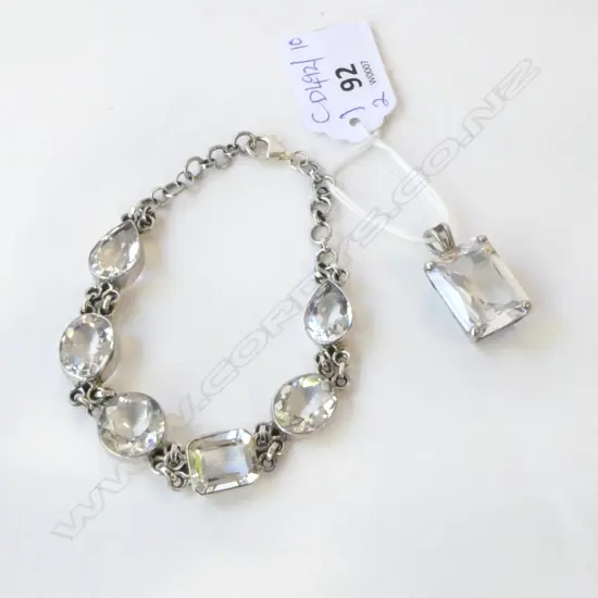 925 SILVER & QUARTZ BRACELET & PENDANT