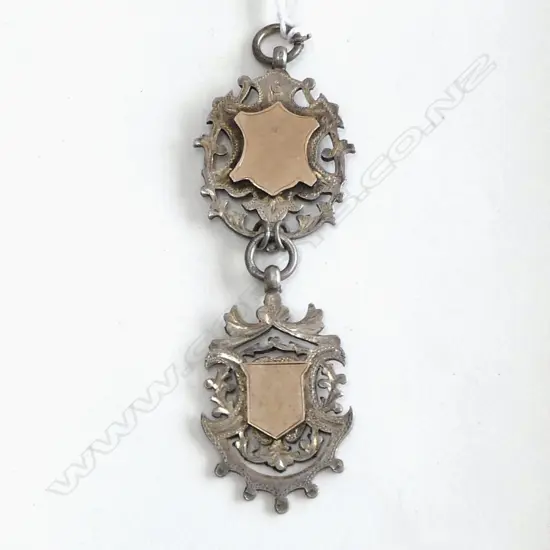 2 STG SILVER FOBS 28.77gms 9CT INLAY