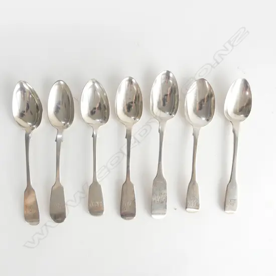 7 STG SILVER TEASPOONS, FIDDLE PATTERN 132grms
