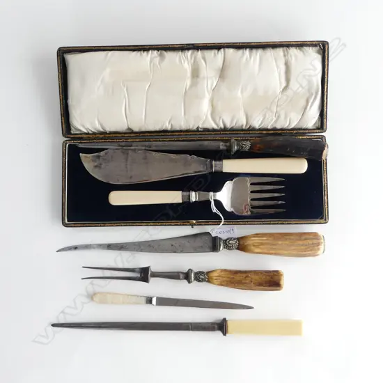 CASED FISH SERVERS w. STG TRIM + 5 OTHER TOOLS