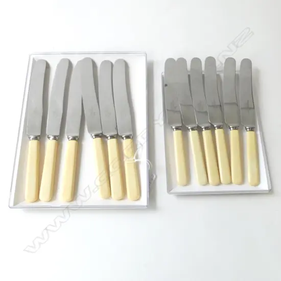 SET 12 ‘BONE’ HANDLE KNIVES W&H SHEFFIELD 6 DINNER & 6 LUNCH EXCELLELNT CONDITION, L.205MM-230MM 