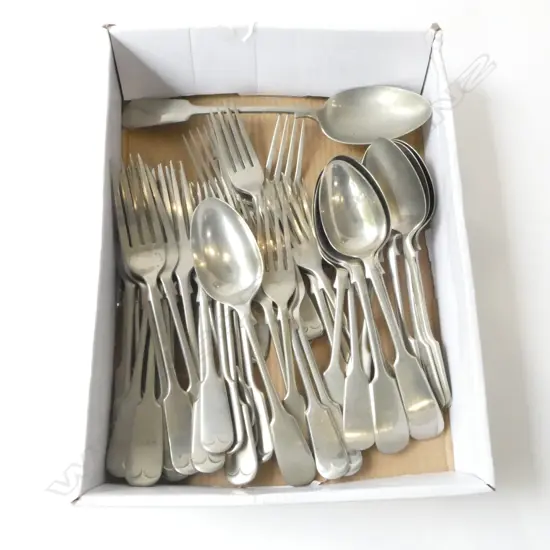 40+ PIECES FIDDLE PATTERN CUTLERY FORKS & SPOONS NICKLE SILVER