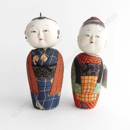 PR VINTAGE JAPANESE PORCELAIN & SILK FIGURES, H.140mm (some surface discolouration)