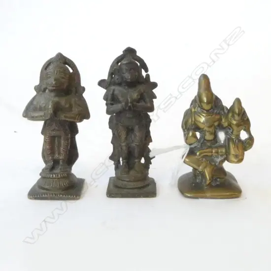 3 CAST METAL DEITIES; ex JOHN PERRY COLLECTION H.75mm