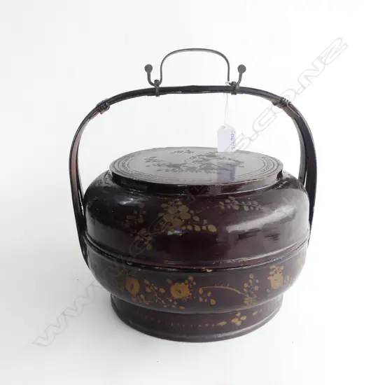 VINTAGE ORIENTAL LACQUER LIDDED CONTAINER 280mm dia