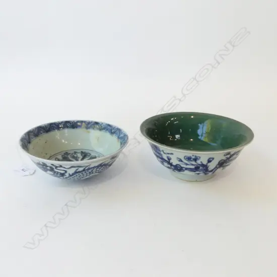 2 ORIENTAL B/W BOWLS 165mm dia