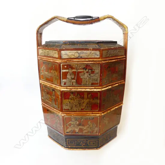 VINTAGE CHINESE STACKING WEDDING BASKETS H.620mm