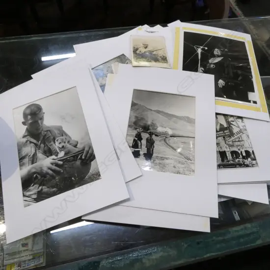 7 MOUNTED WORLD PHOTOGRAPHS 300x4200 & 9 SMALLER 295x210mm w. CUBAN POSTCARD '1959'