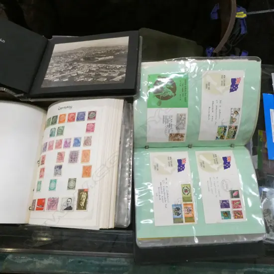 STAMPS & FIRST DAY COVERS; 2 ALBUMS + BOX