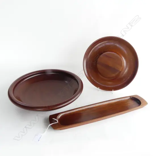 3 PCES N.Z. TIMBER WOODWARE; Largest Dia.360mm