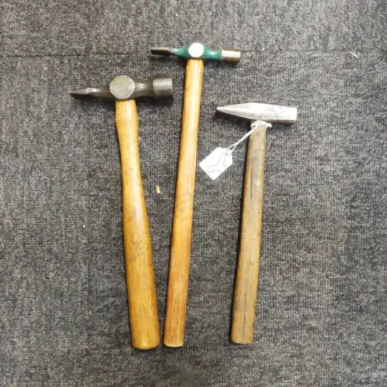 3 OLD HAMMERS; SOME ENGLISH, LARGEST L.325mm