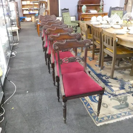 8 ANTIQUE MAHOGANY DROP SEAT DINING CHAIRS