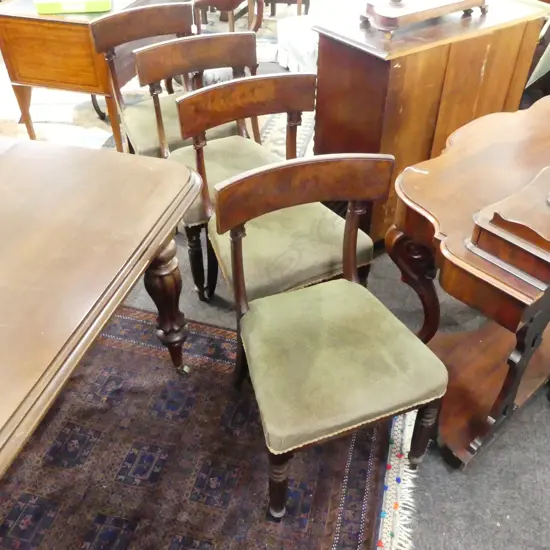 4 ANTIQUE MAHOGANY BLADE BACK DINING CHAIRS AF