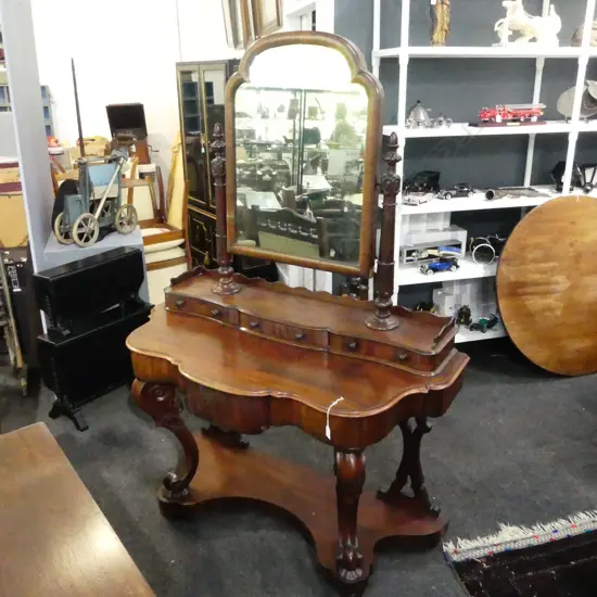 VICTORIAN MIRROR BACK DRESSING TABLE 1160x600x1440mm