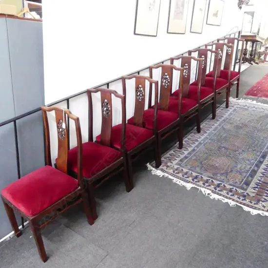 8 CHINESE CARVED ROSEWOOD CHAIRS 