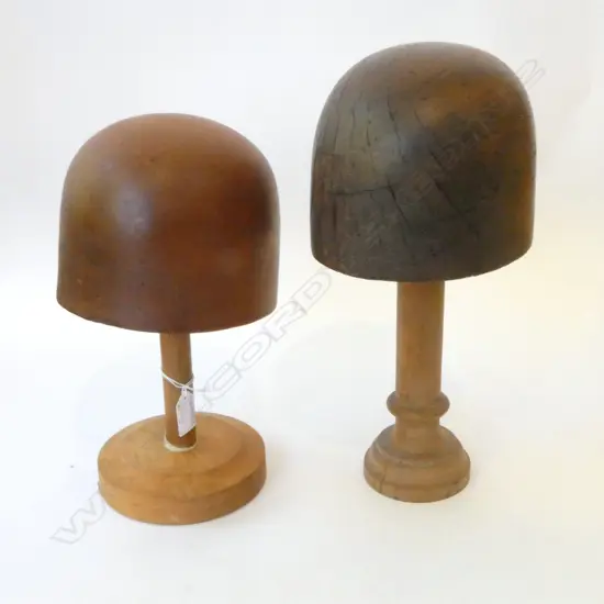 2 WOODEN HAT BLOCKS H.360mm