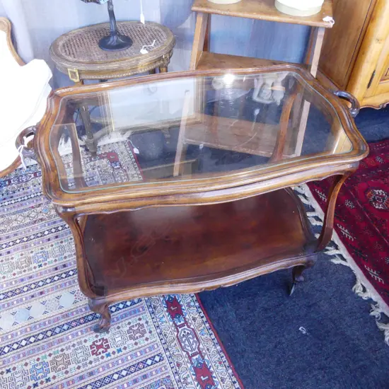 2 TIER GLASS TOP DRINKS TROLLEY 850x450x700mm