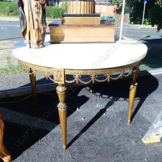 MARBLE TOPPED SIDE TABLE 650mm dia