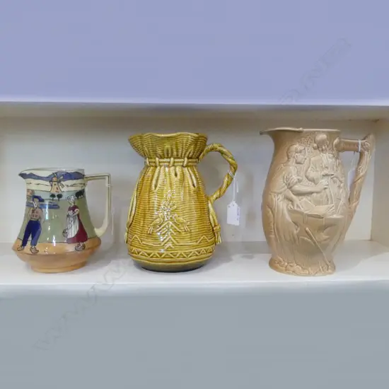 SHELLEY 'LATE FOLEY' JUG (CHIP) H.160mm, SYLVAC JUG & BURLEIGH 'THE RUNAWAY MARRIAGE'