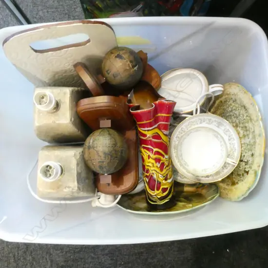 ASST. CERAMICS, PR LAMPS, GLOBE BOOK ENDS ETC