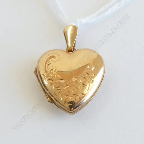 9ct GOLD HEART LOCKET PENDANT 1.65gms
