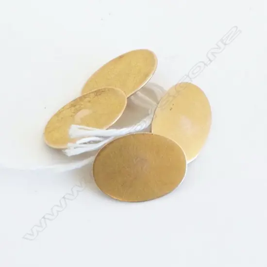 PR 'KOHN' NZ 15CT GILDED ROSE GOLD PLAIN CUFFLINKS