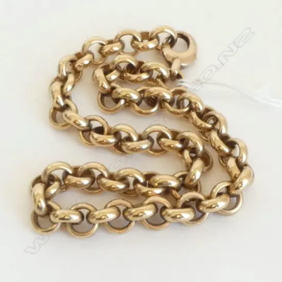 9ct GOLD CHUNKY BELCHER LINK NECK CHAIN L.360mm 34.3gms