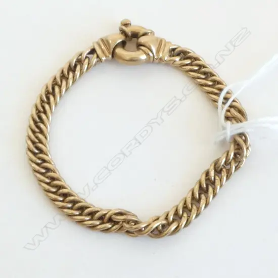 9ct GOLD CURB LINK BRACELET sprung ring clasp 18.2gms