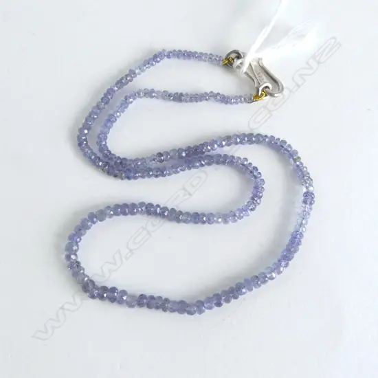 TANZANITE NECKLACE w SILVER CLSP, SML SIZE, 37cm
