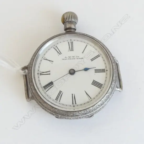 c1900 SILVER WALTHAM FOB WATCH converted to a wristwatch not running